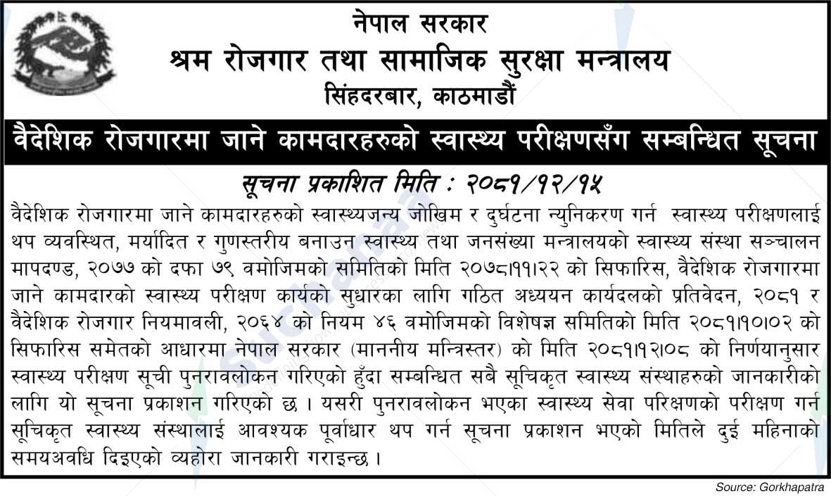 Ministry of Labor Employment and Social Security