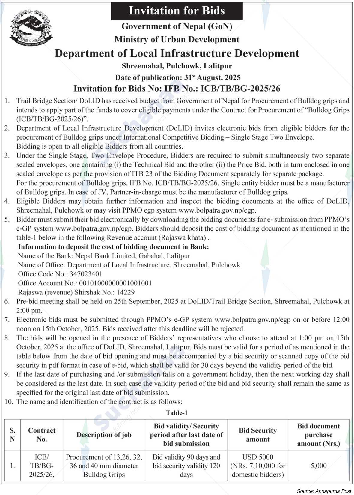 Department of Local Infrastructure Development, Shreemahal, Pulchowk,