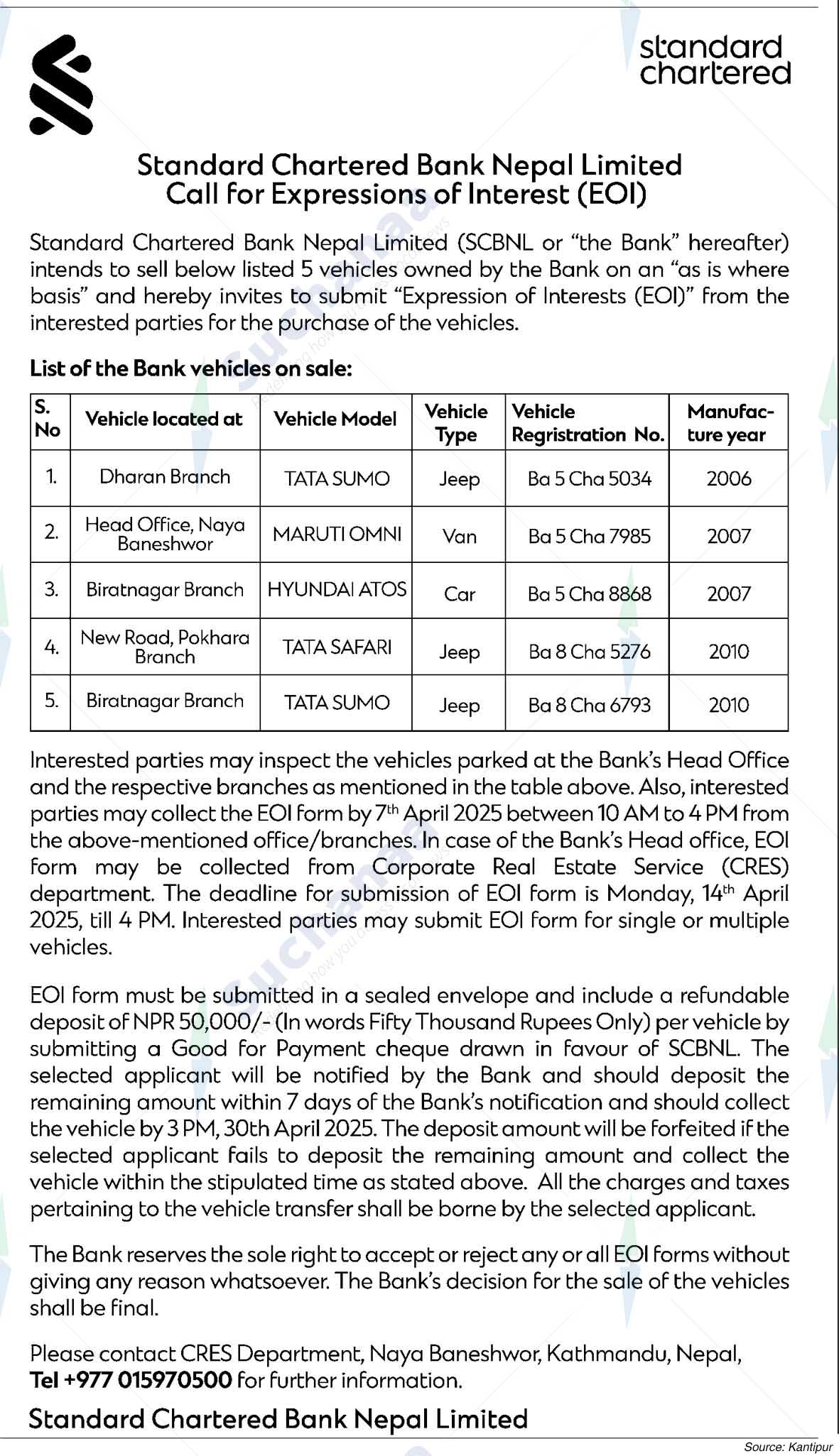 Standard Chartered Bank Limited, New Baneshwor Branch