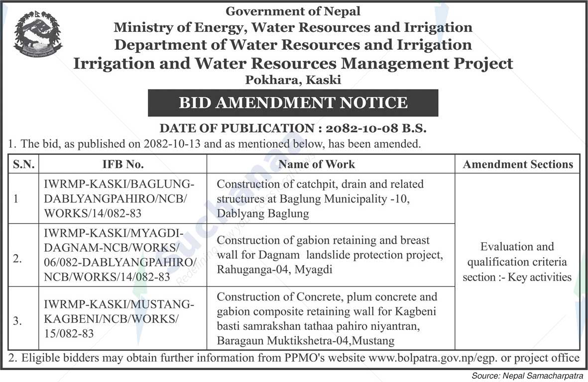 Irrigation and Water Resources Management Project, Pokhara, Kaski