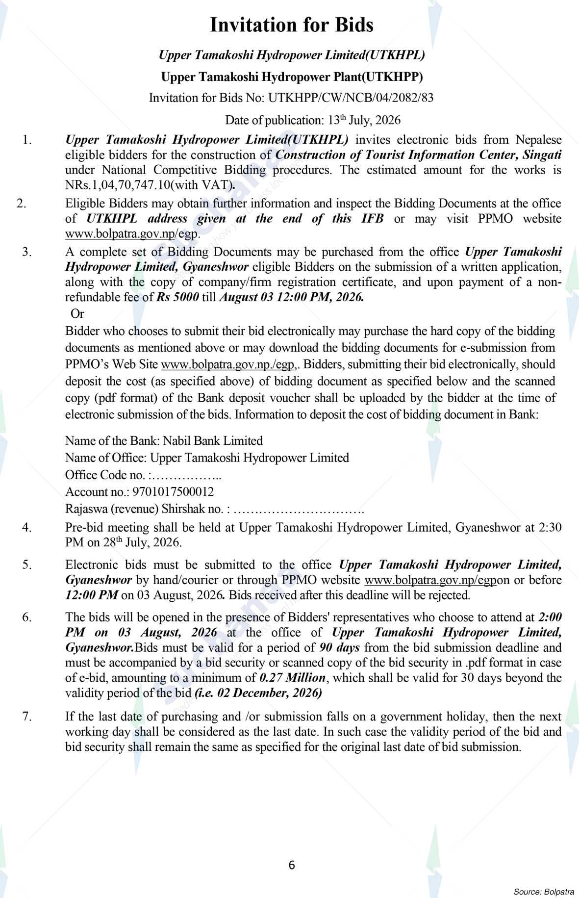 Upper Tamakoshi Hydropower Limited