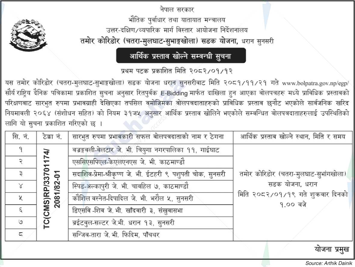 Tamor Corridor (Chatra-Mulghat-Subhangkhola) Road Project