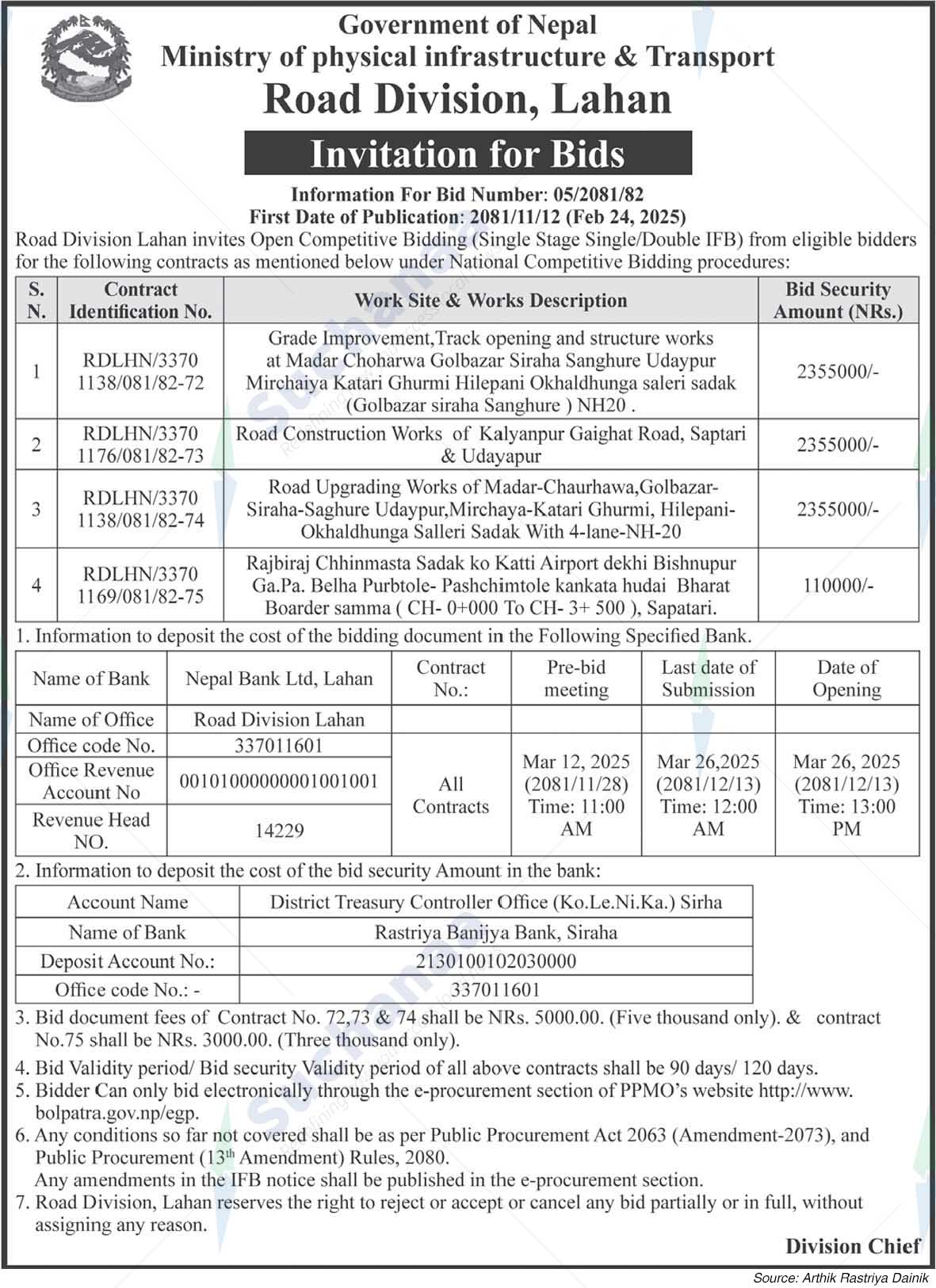 Road Division, Lahan