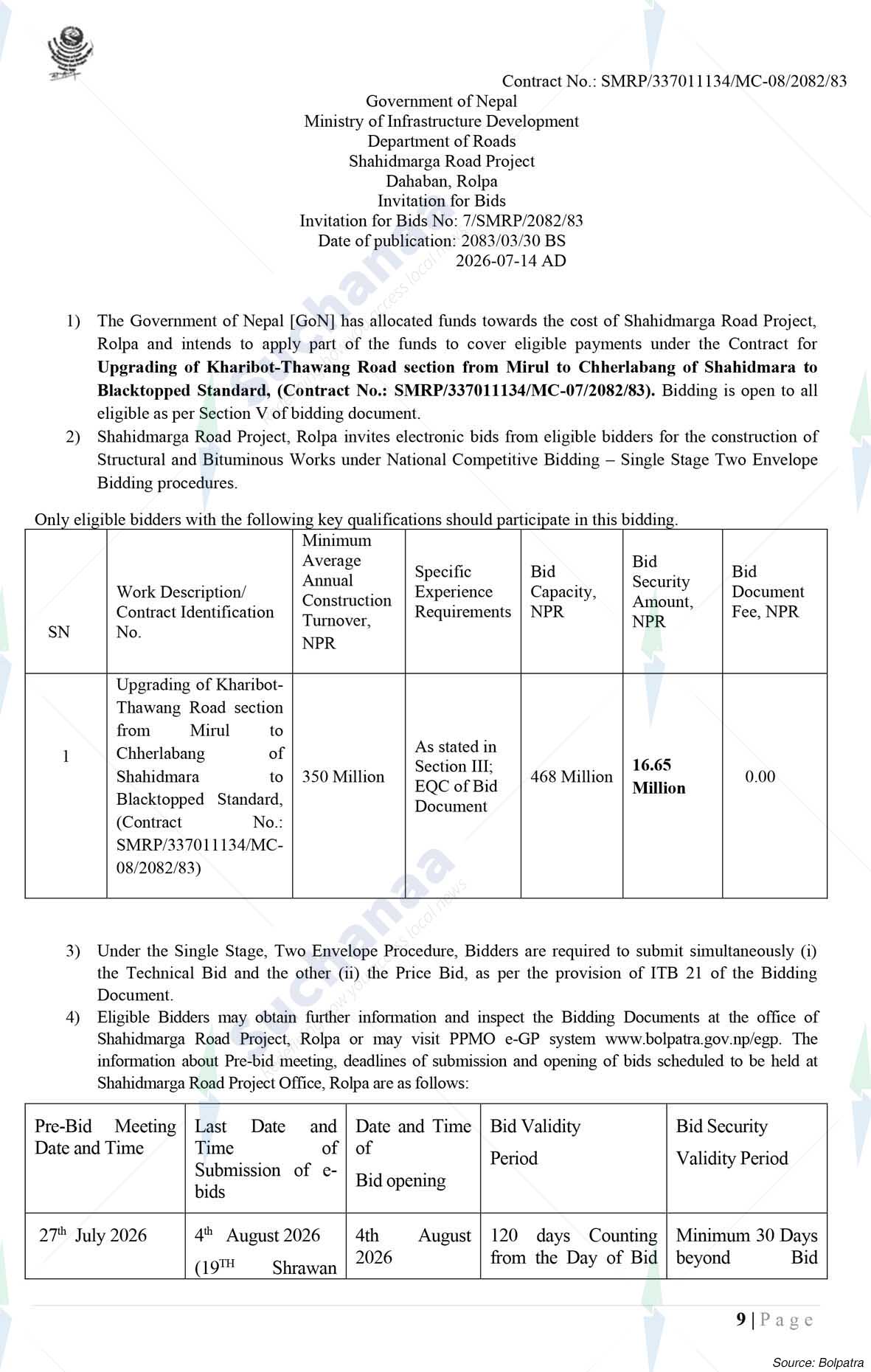 Shahidmarga Road Project, Rolpa