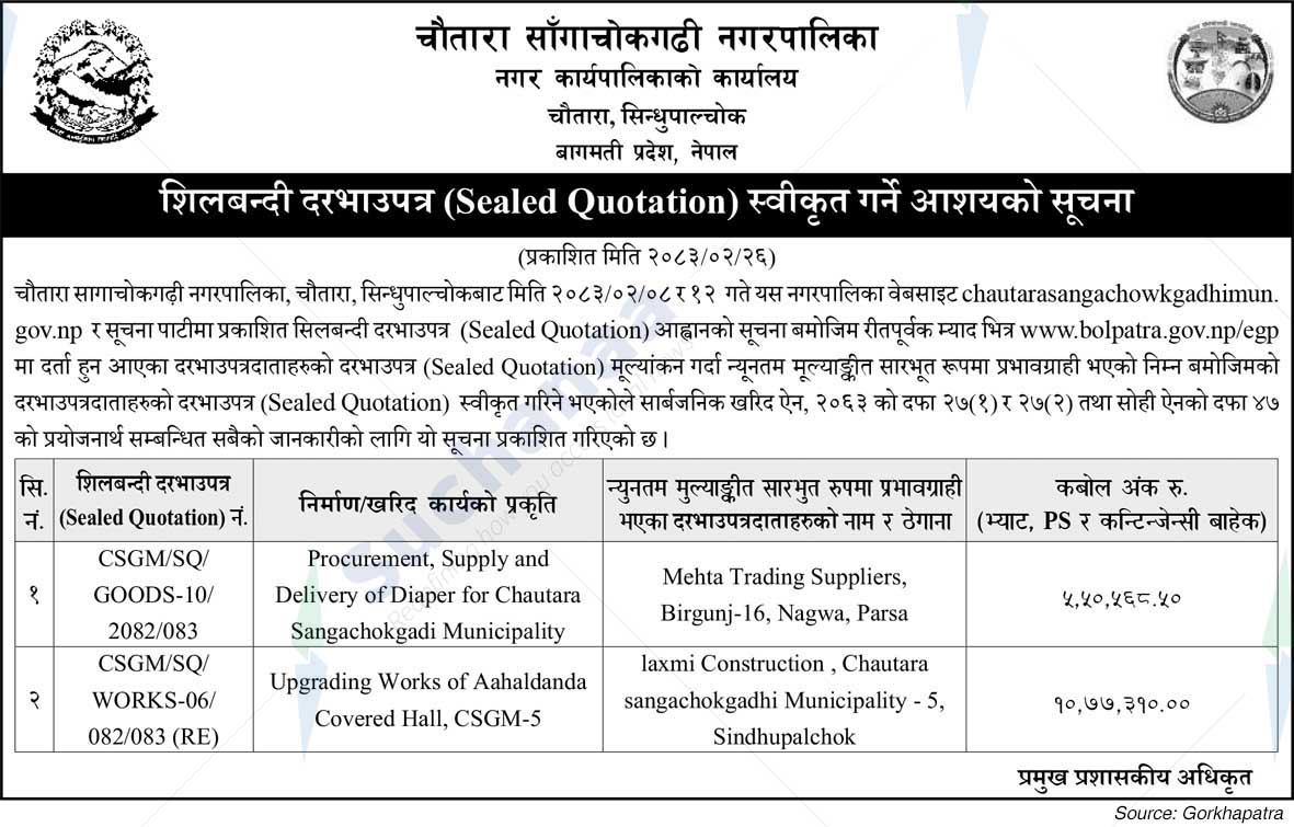 Chautara Sangchokgadhi Municipality