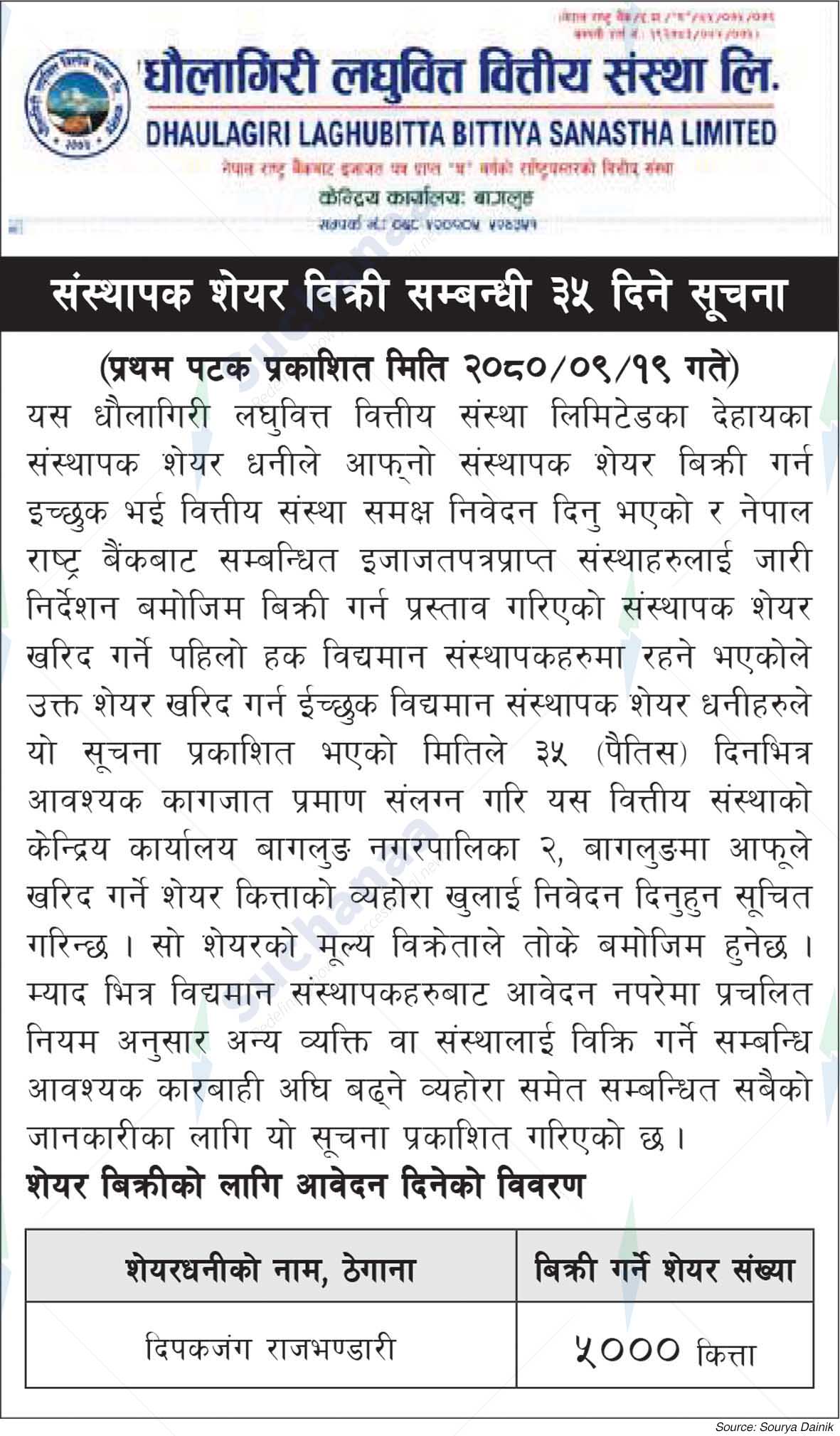 Dhaulagiri Laghubitta Bittiya Sanstha Limited