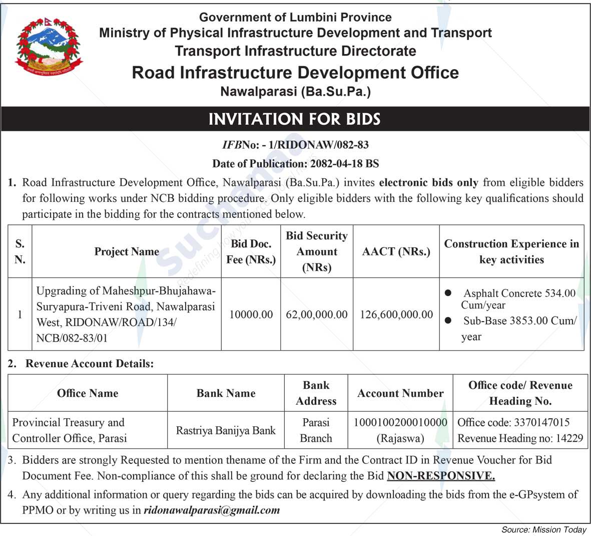 Road Infrastructure Development Office, Nawalaparsi