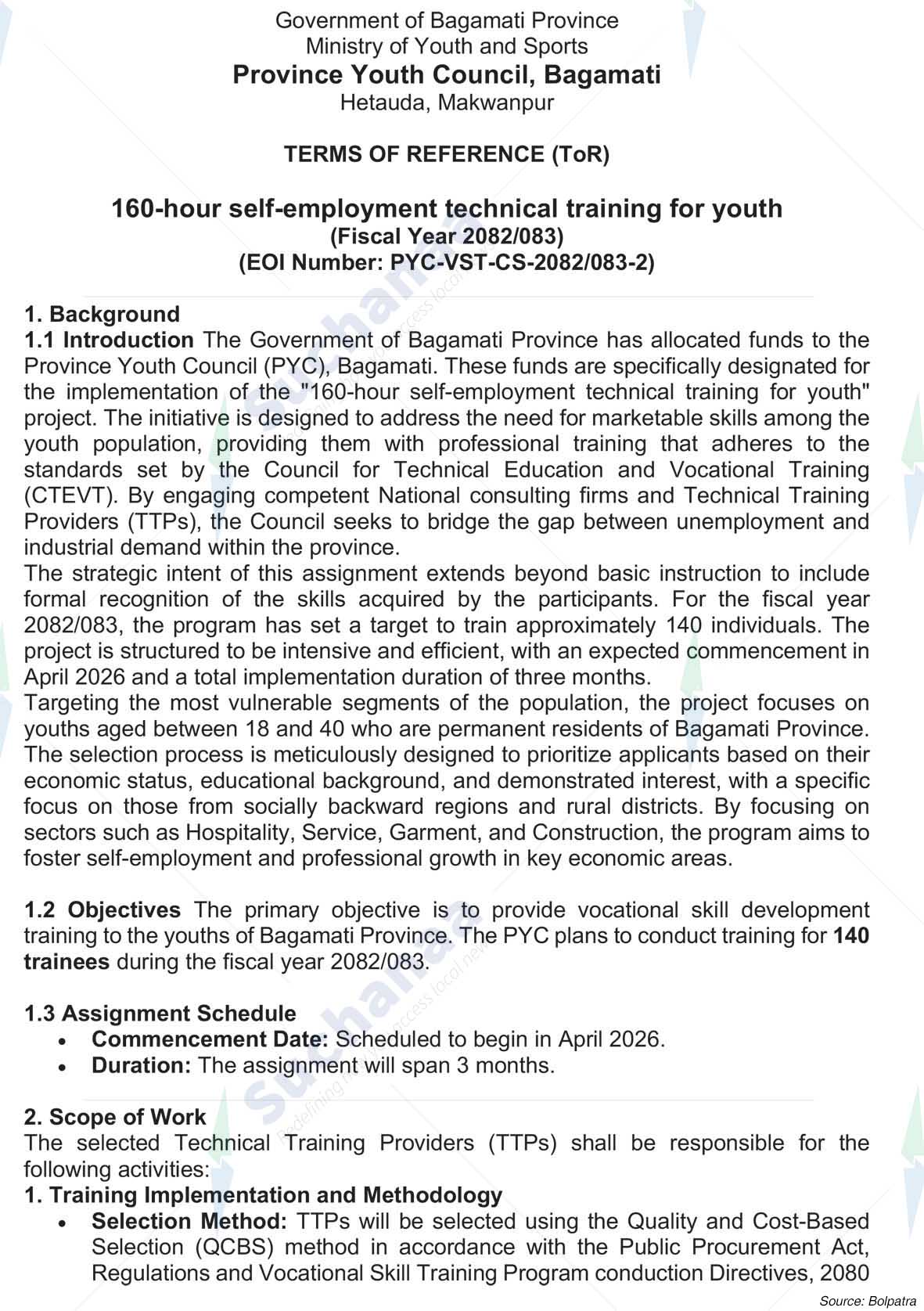 Province Youth Council, Bagamati