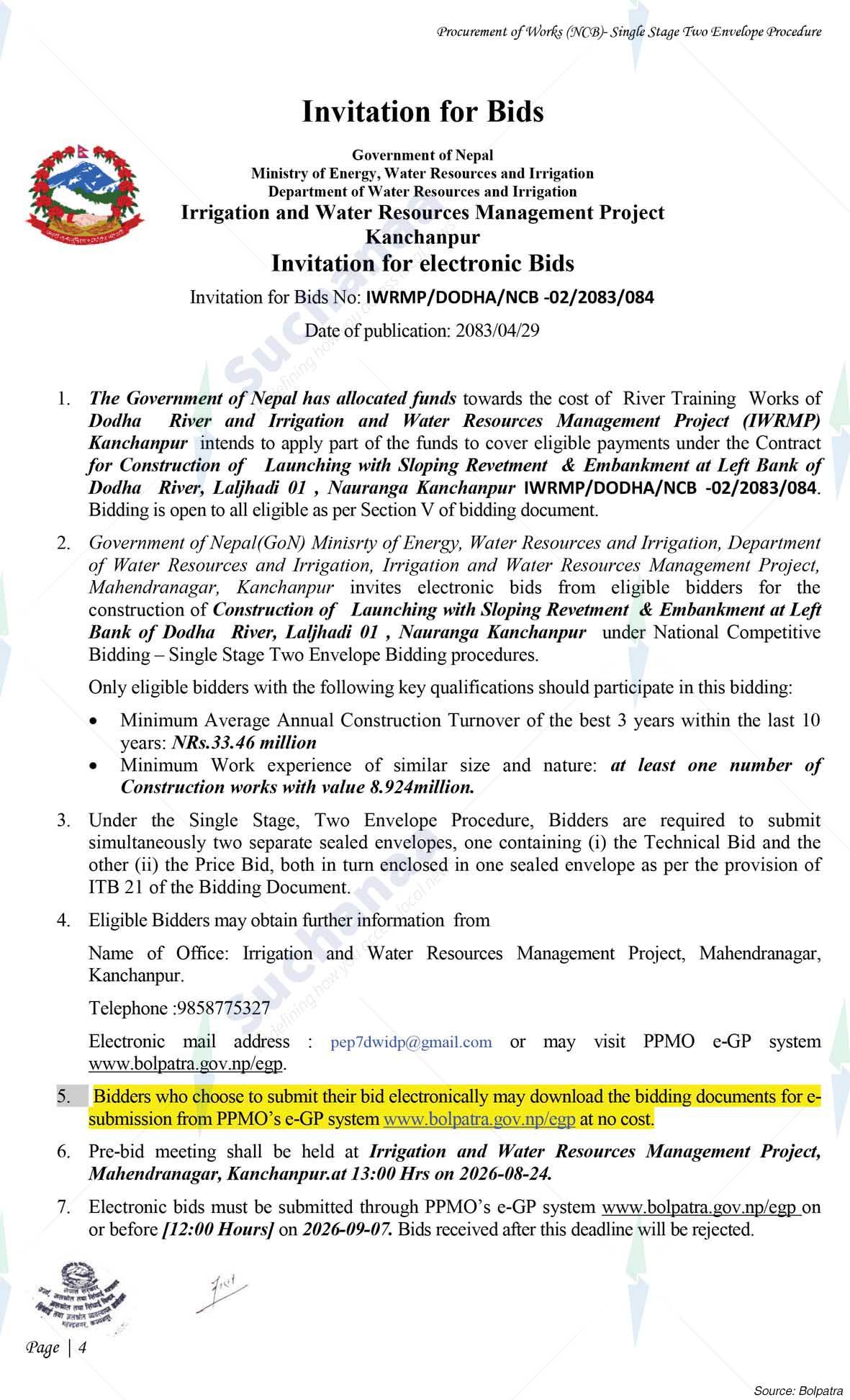 Irrigation and Water Resources Management Project, Kanchanpur