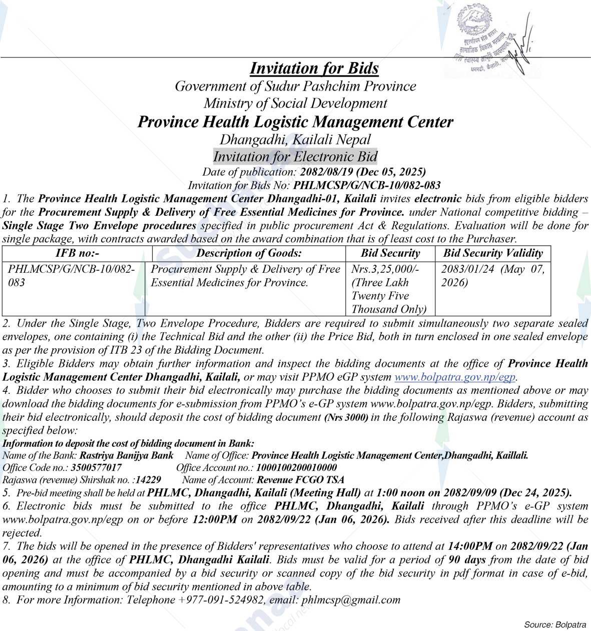 Province Health Logistic Management Center, Kailali