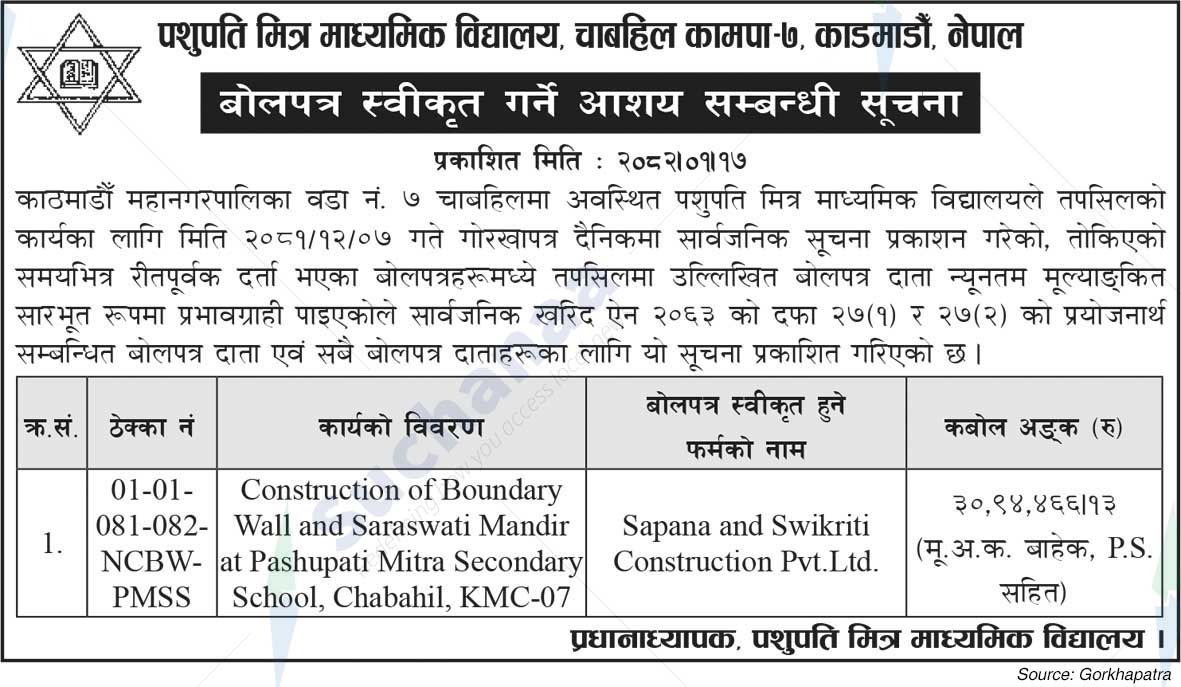 Pashupati Mitra Secondary School