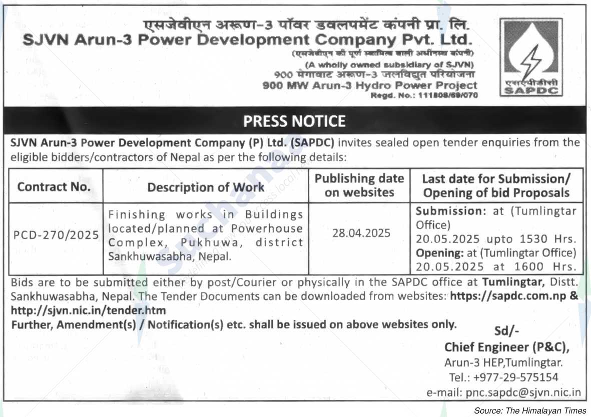 SJVN Arun-3 Power Development Company Pvt. Ltd.