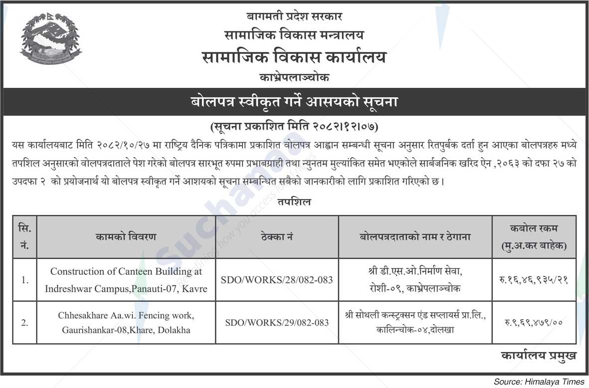 Social Development Office, Kavrepalanchok