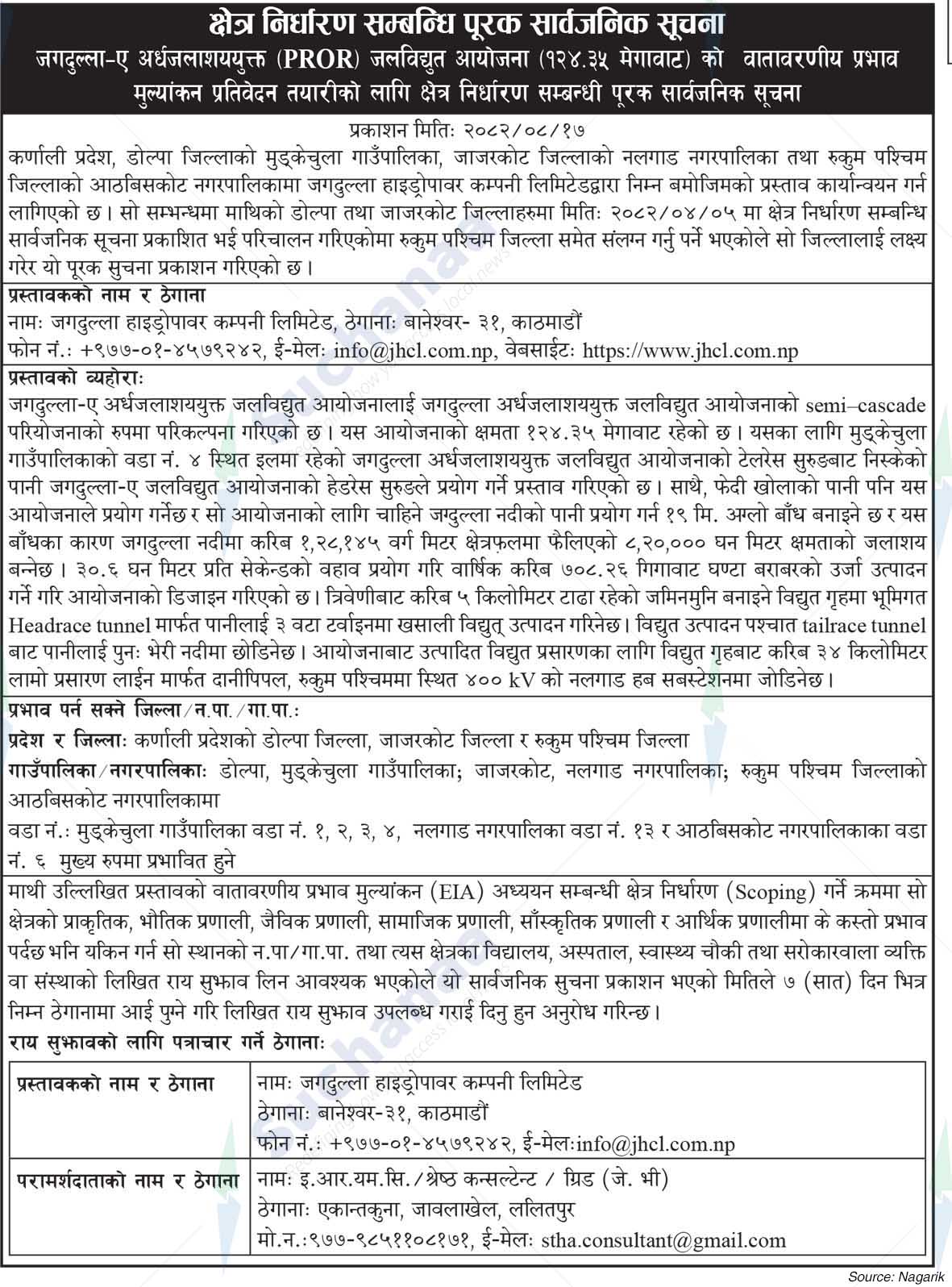 Jagdulla Hydropower Company Limited