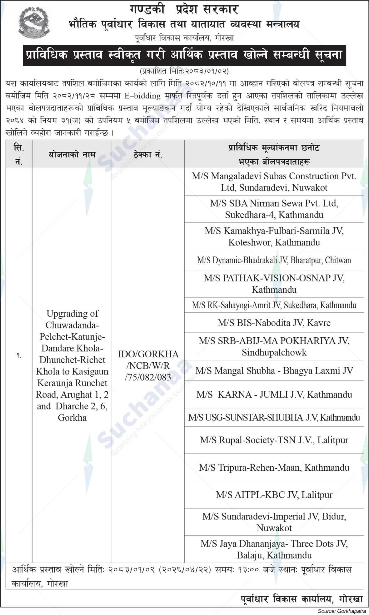 Infrastructure Development Office, Gorkha