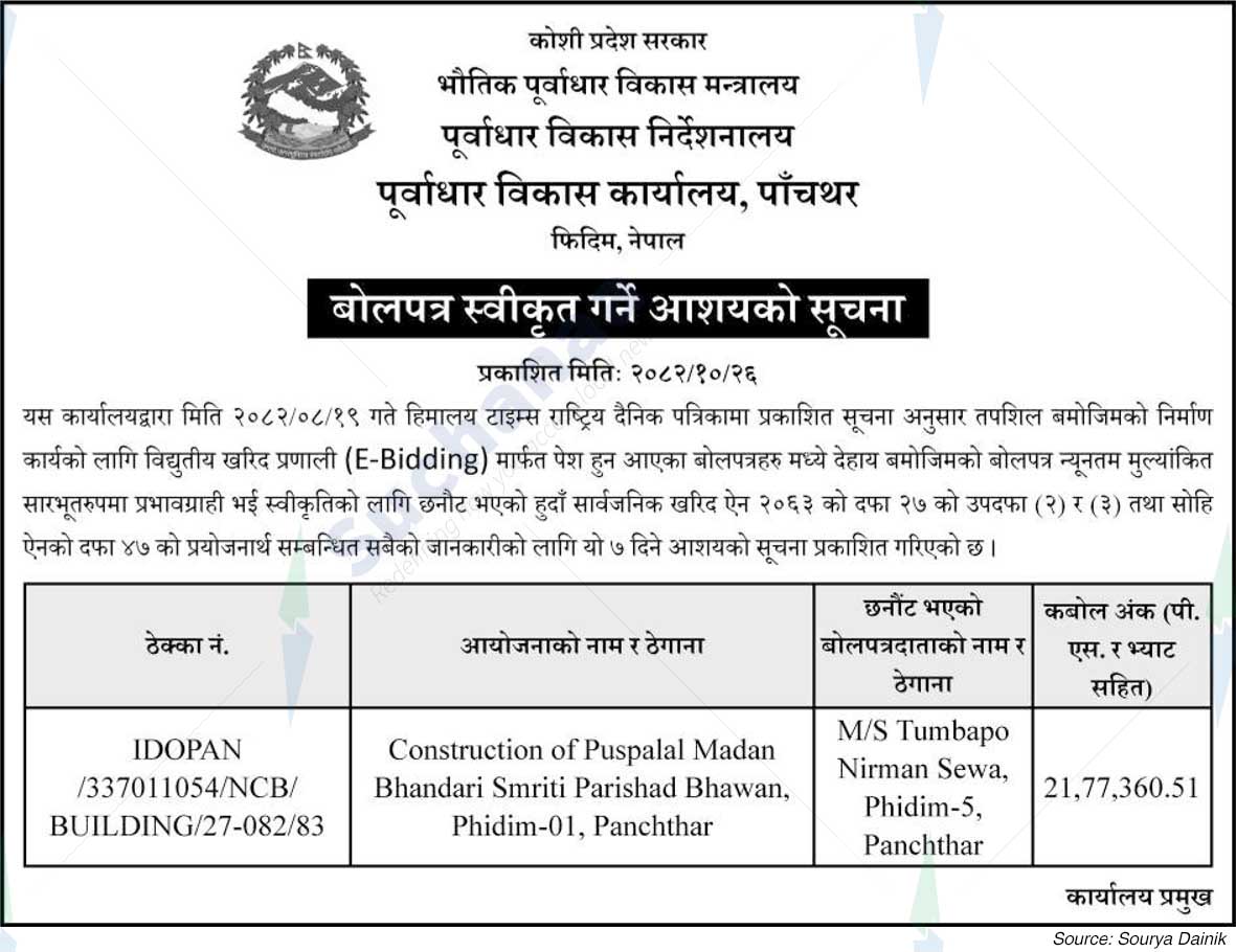Infrastructure Development Office, Panchthar