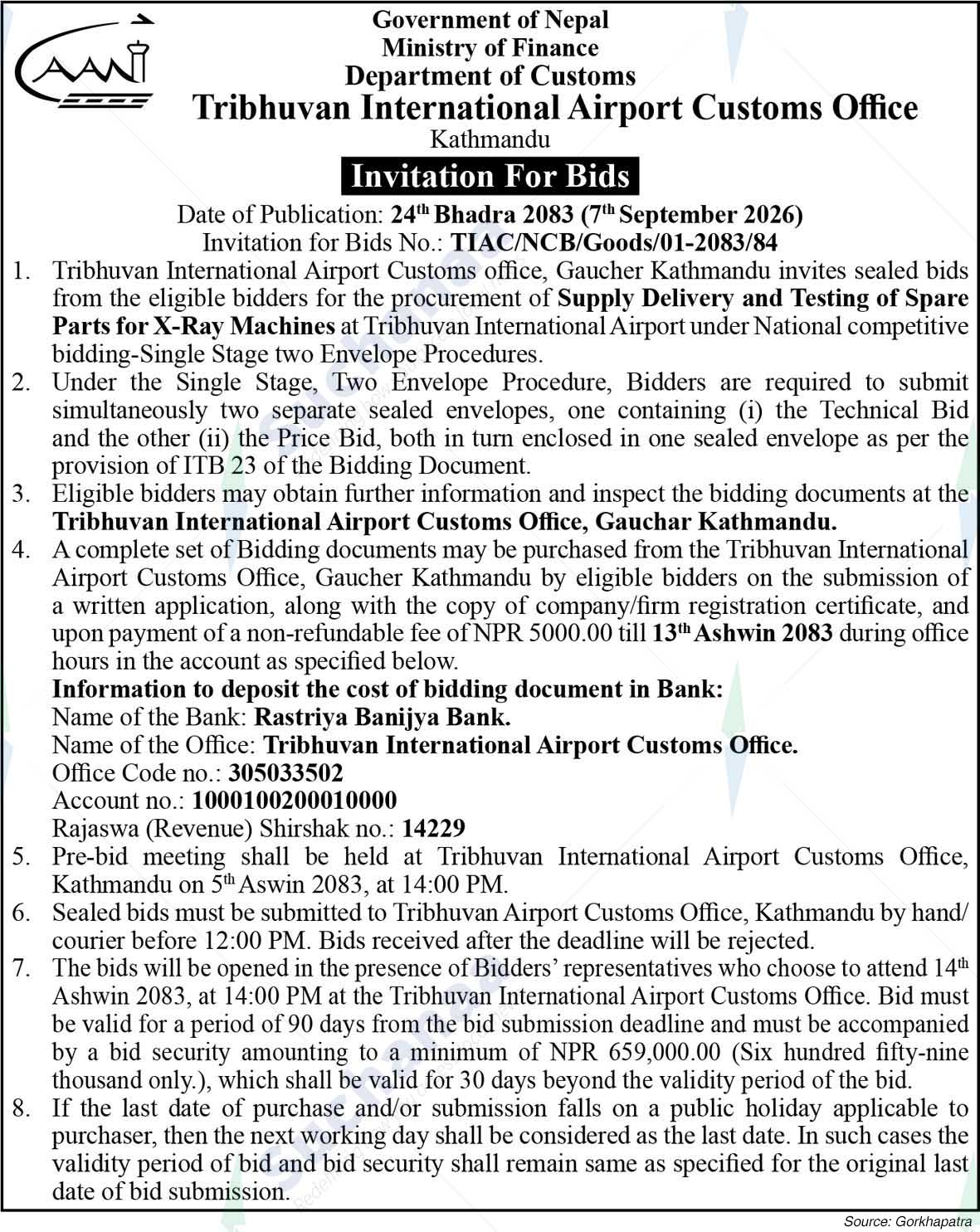 Tribhuvan International Airport Customs Office