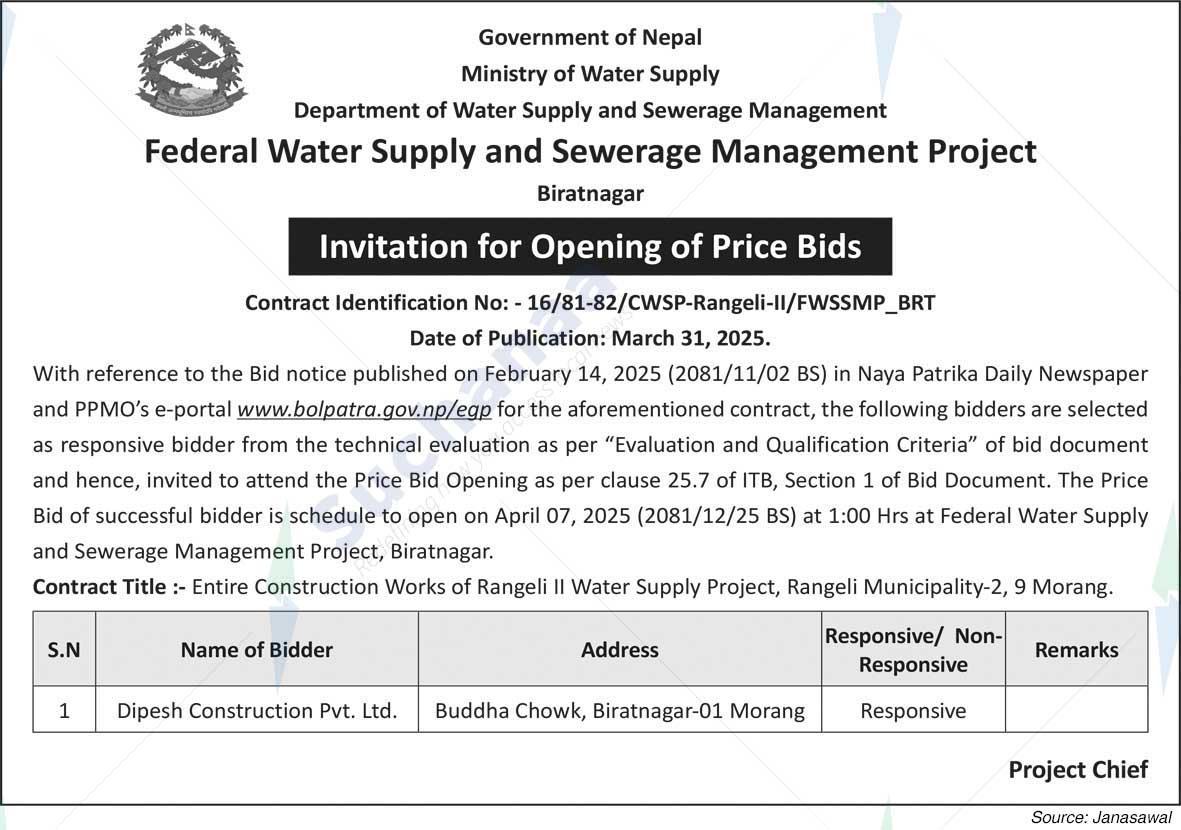 Federal Water Supply and Sewerage Management Project