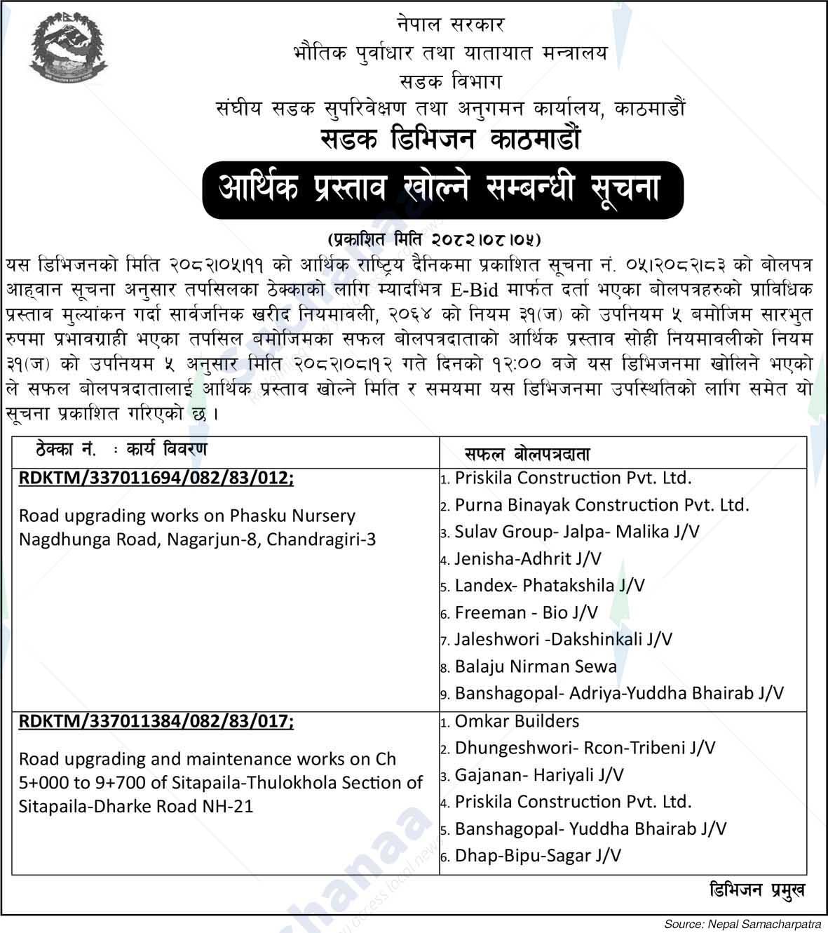 Road Division, Kathmandu