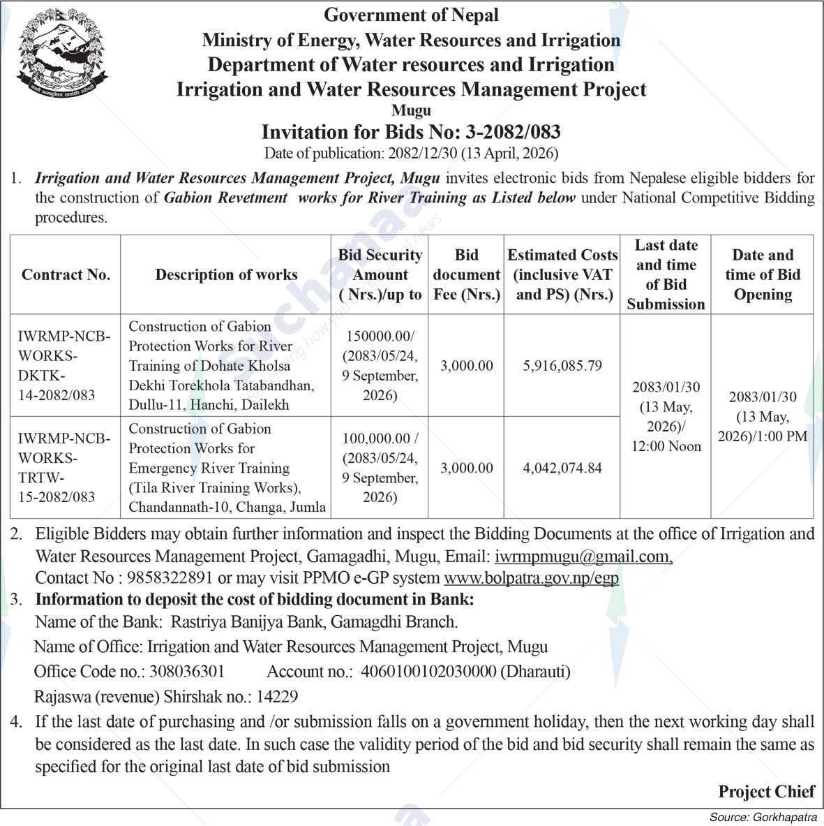 Irrigation and Water Resources Management Project, Mugu