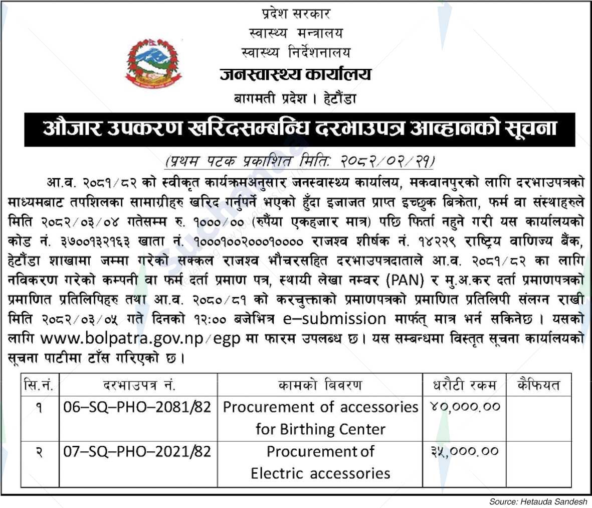 Public Health Office, Hetauda