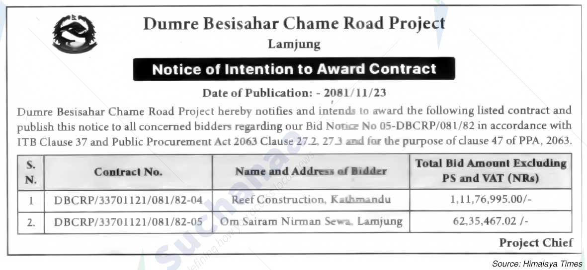Dumre Besisahar Chame Road Project