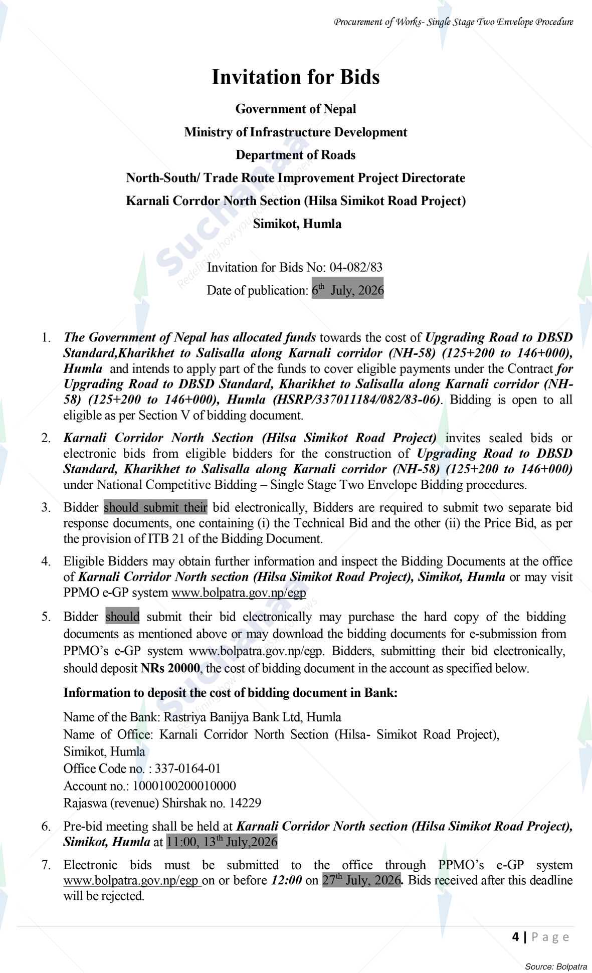 Hilsa Simikot Road Project