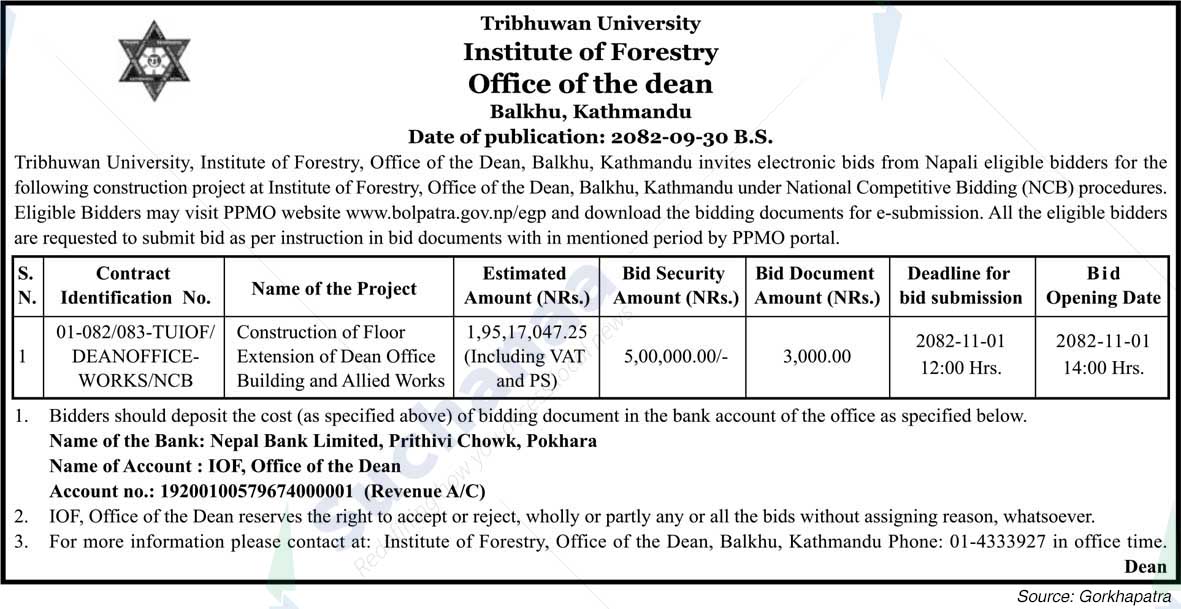 Tribhuvan University, Institute of Forestry