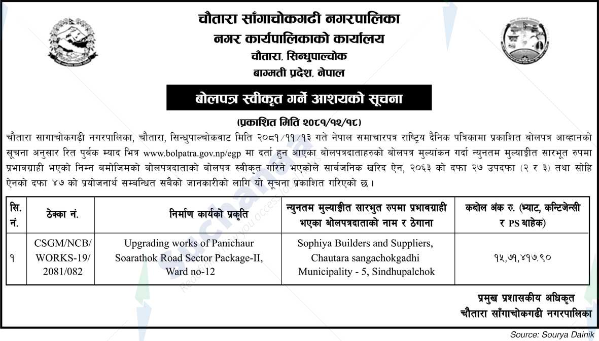 Chautara Sangachokgadhi Municipality