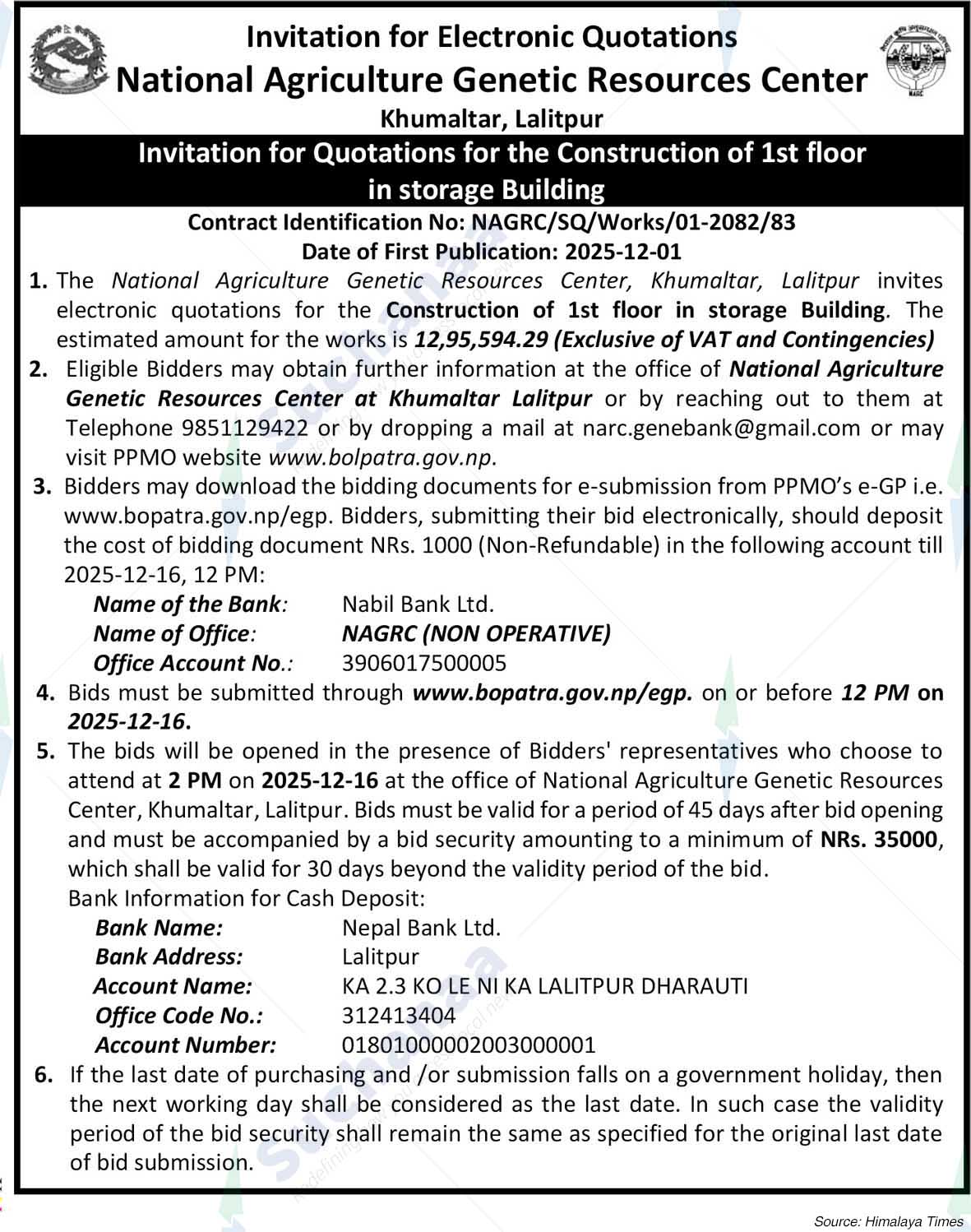 National Agriculture Genetic Resources Center, Khumaltar, Lalitpur