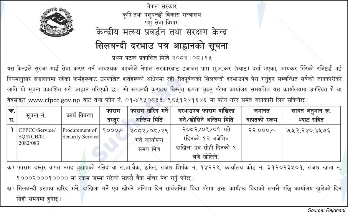 Ministry of Agriculture and Livestock Development