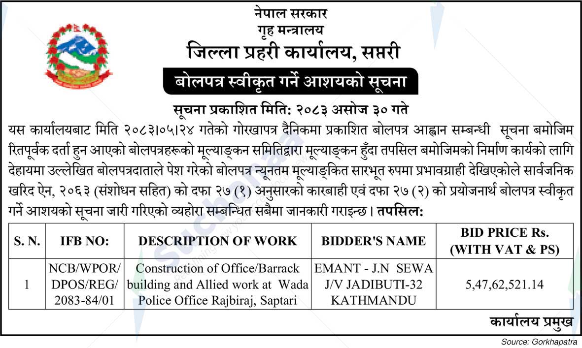 District Police Office, Saptari