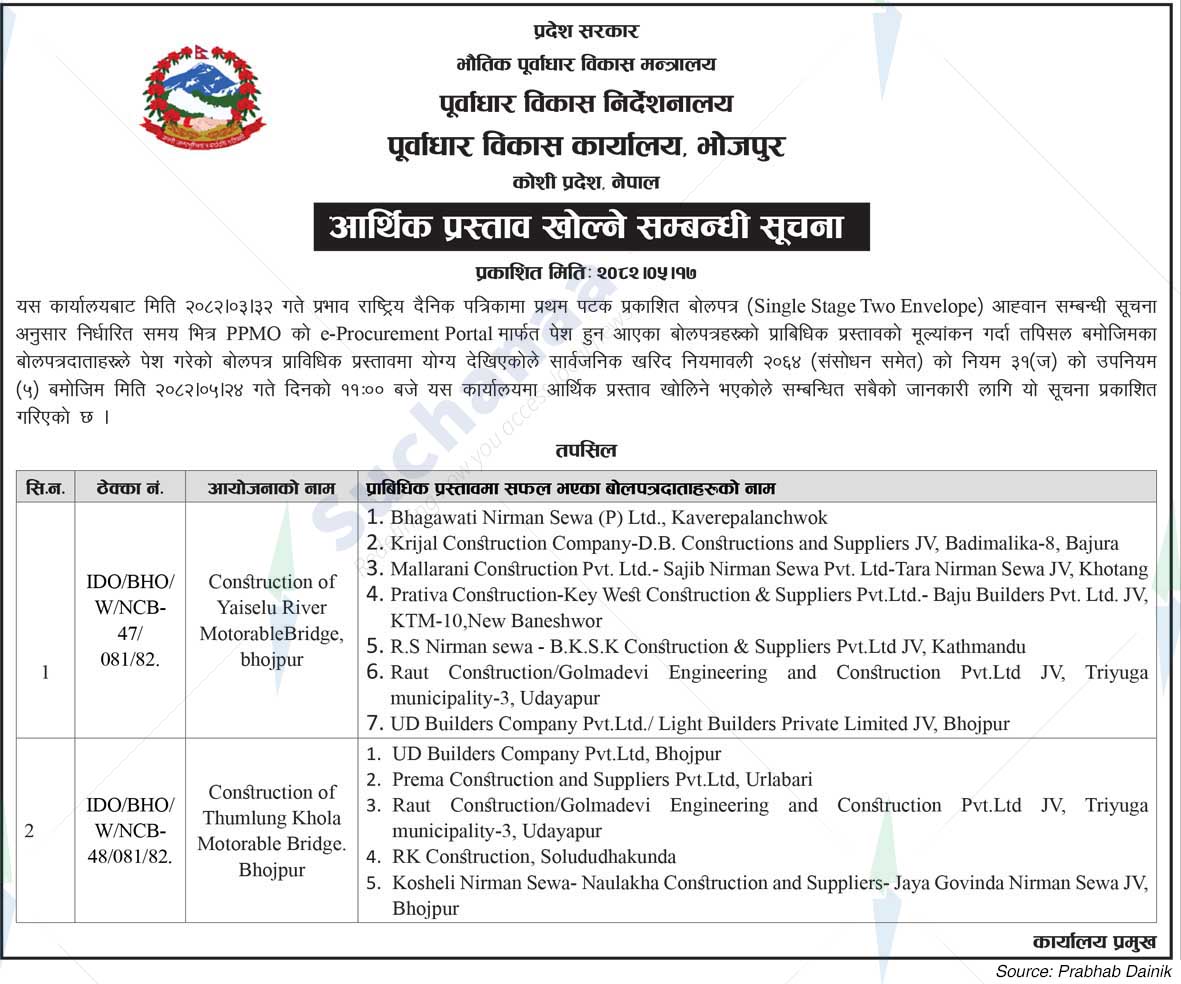 Infrastructure Development Office, Bhojpur