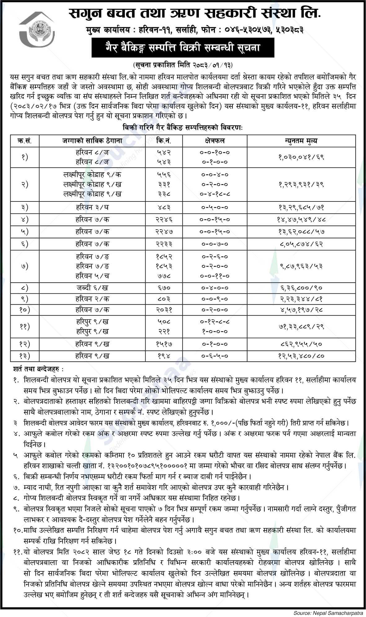 Sagun Saving and Credit Cooperative Society Ltd., Sarlahi