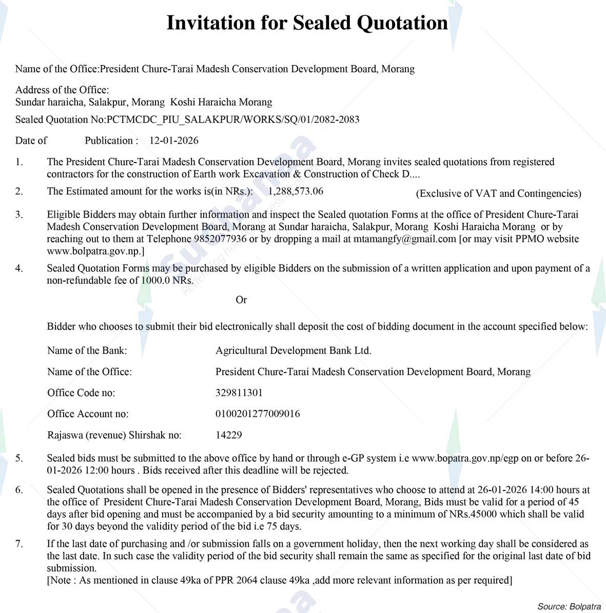 President Chure-Tarai Madesh Conservation Development Board, Morang