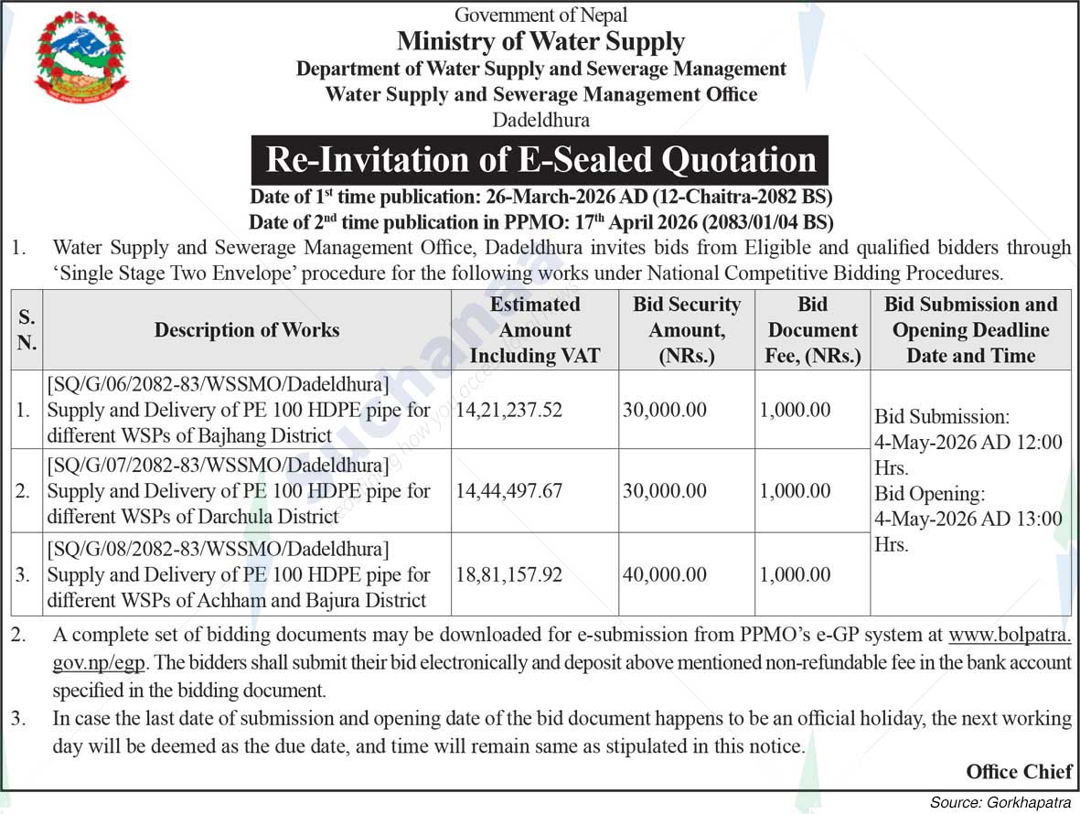 Water Supply and Sewerage Management Office, Dadeldhura