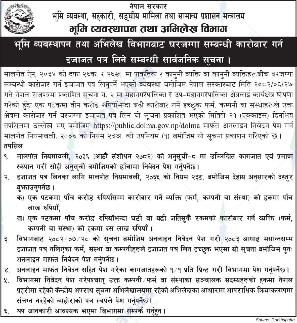 Department of Land Management and Archive