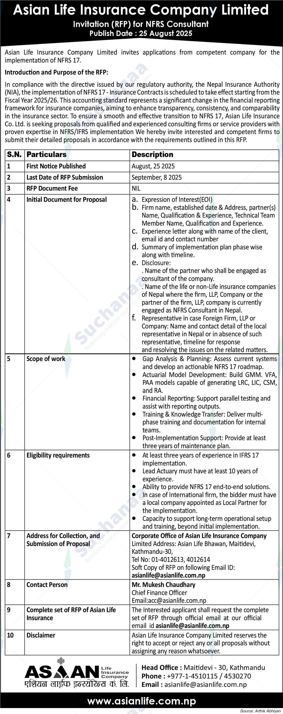 Asian Life Insurance Company Limited (ALICL)