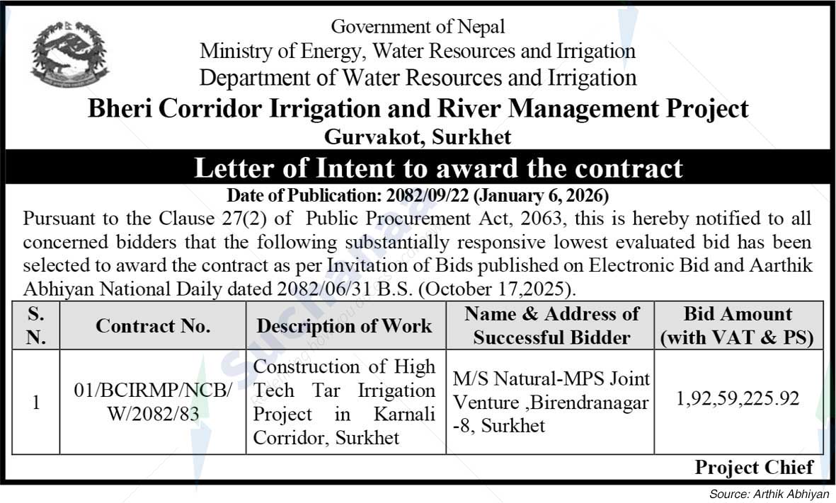 Bheri Corridor Irrigation and River Management Project Gurvakot, Surkhet