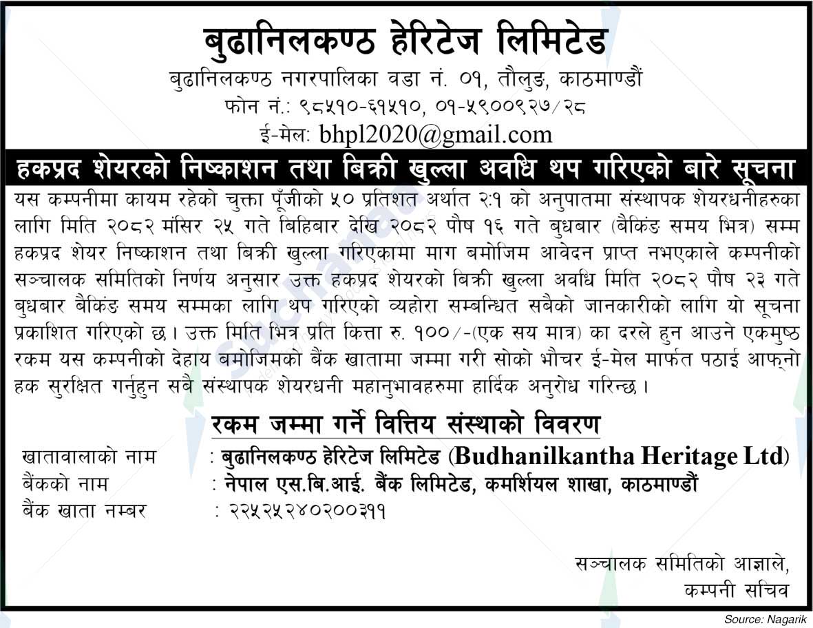 Budhanilkantha Heritage Limited