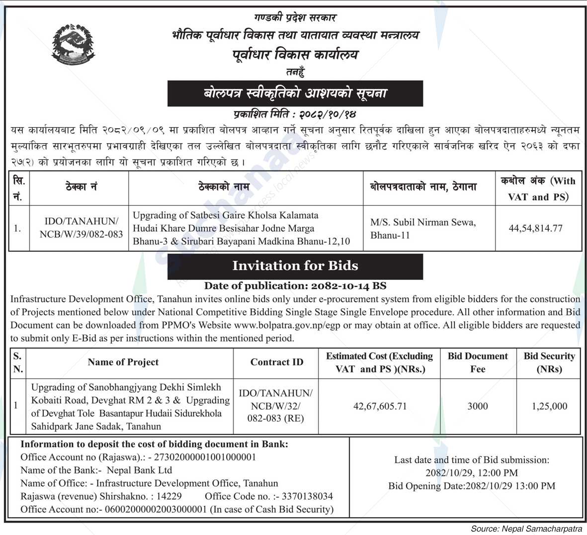 Infrastructure Development Office, Tanahun