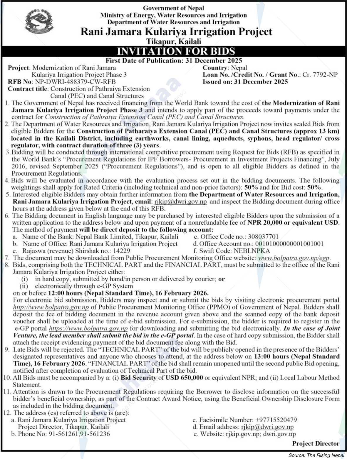 Rani Jamara Kulariya Irrigation Project Tikapur, Kailali