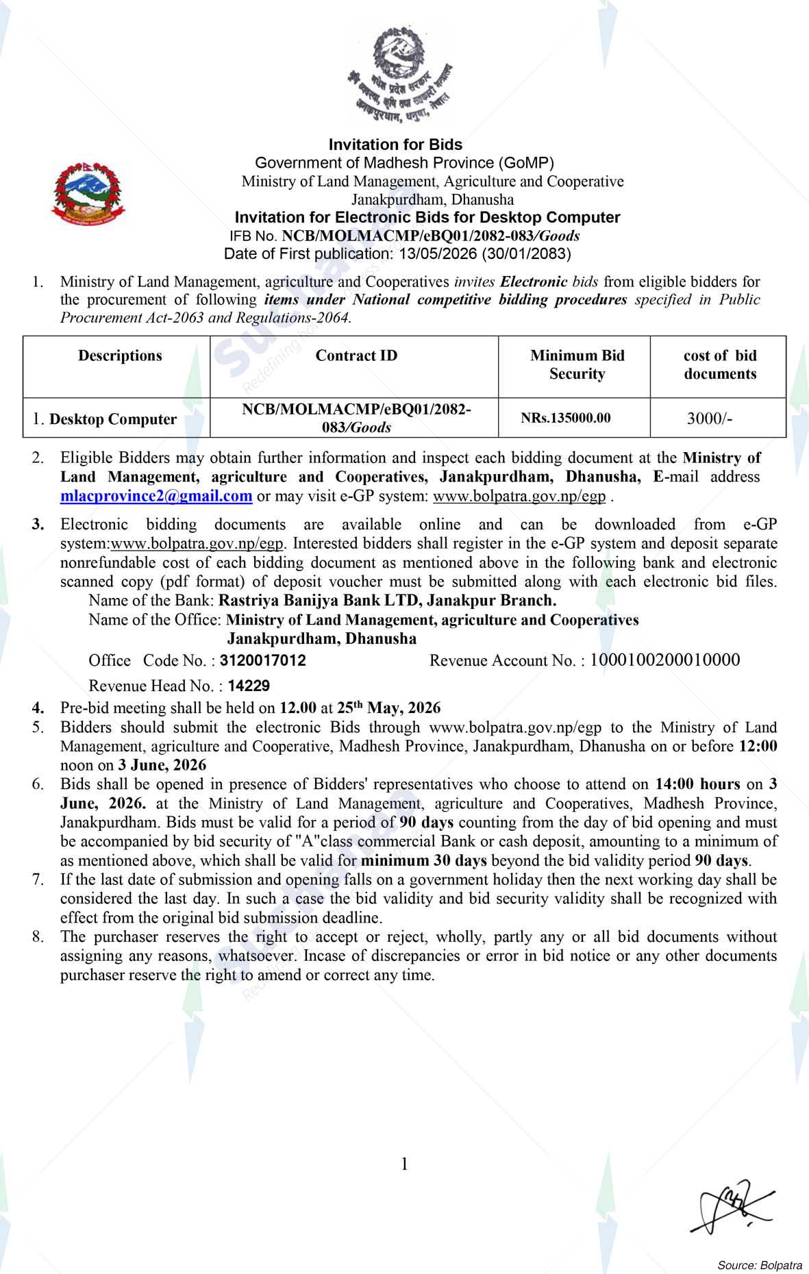 Ministry of Land Management, Agriculture and Co-operatives, Madhesh