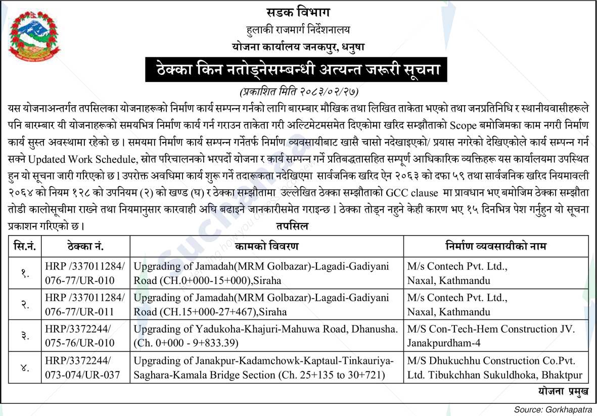 Yojana Karyalaya Janakpur, Dhanusha