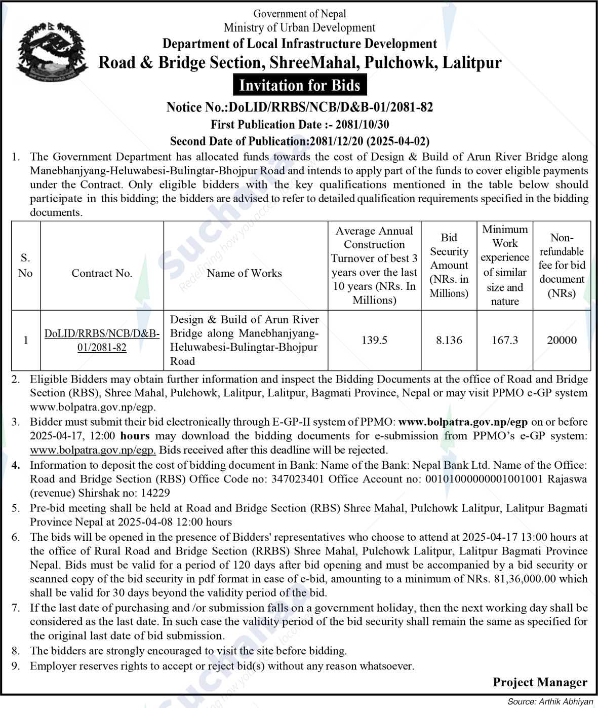 Road & Bridge Section, ShreeMahal, Pulchowk, Lalitpur