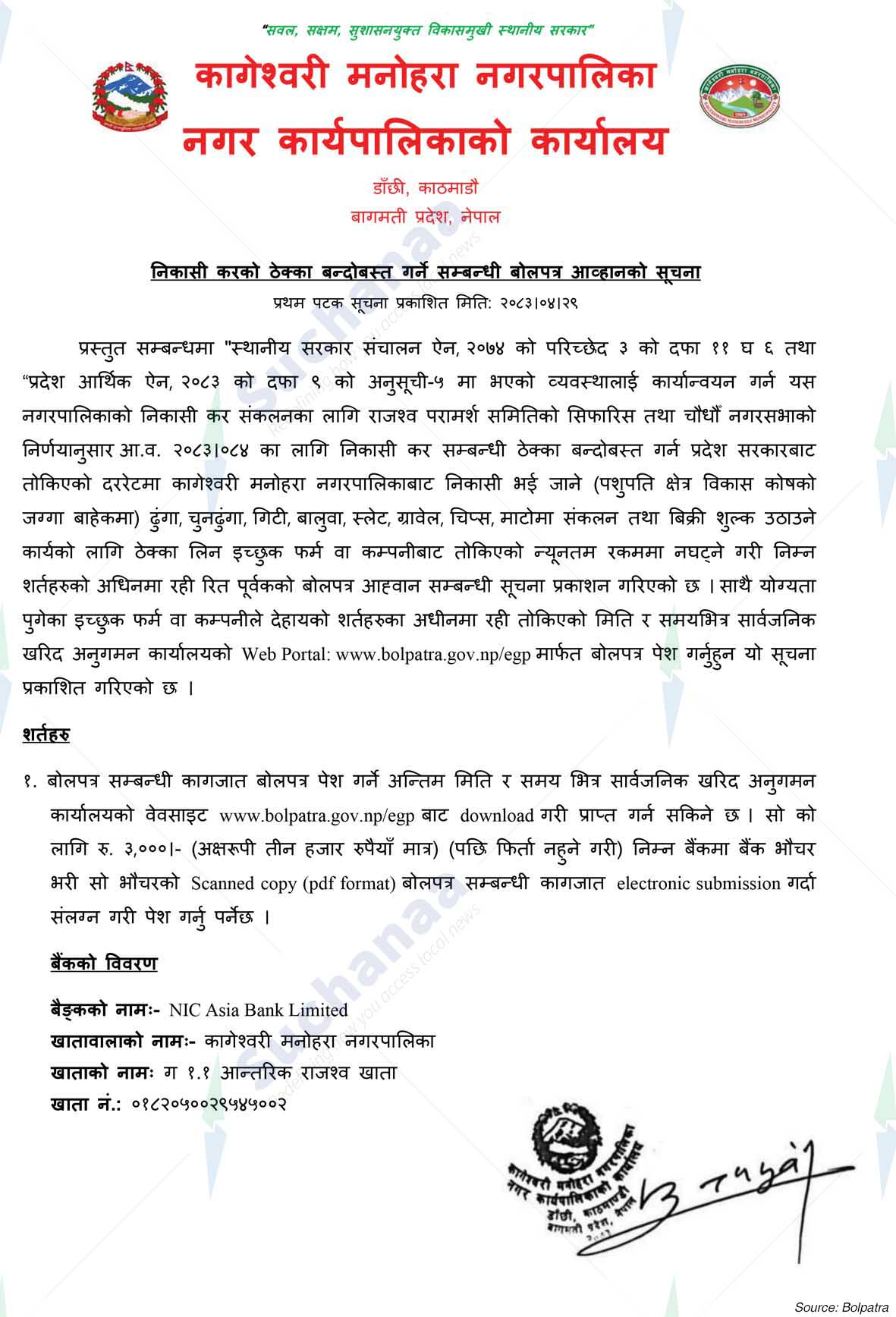 Kageshwari Manohara Municipality