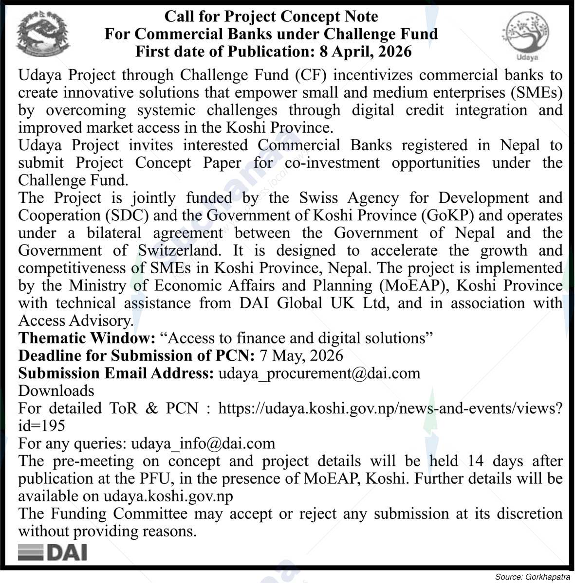 Ministry of Economic Affairs and Planning, Koshi