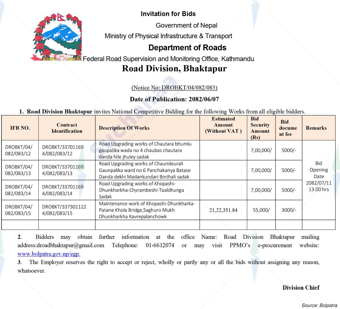 Road Division, Bhaktapur