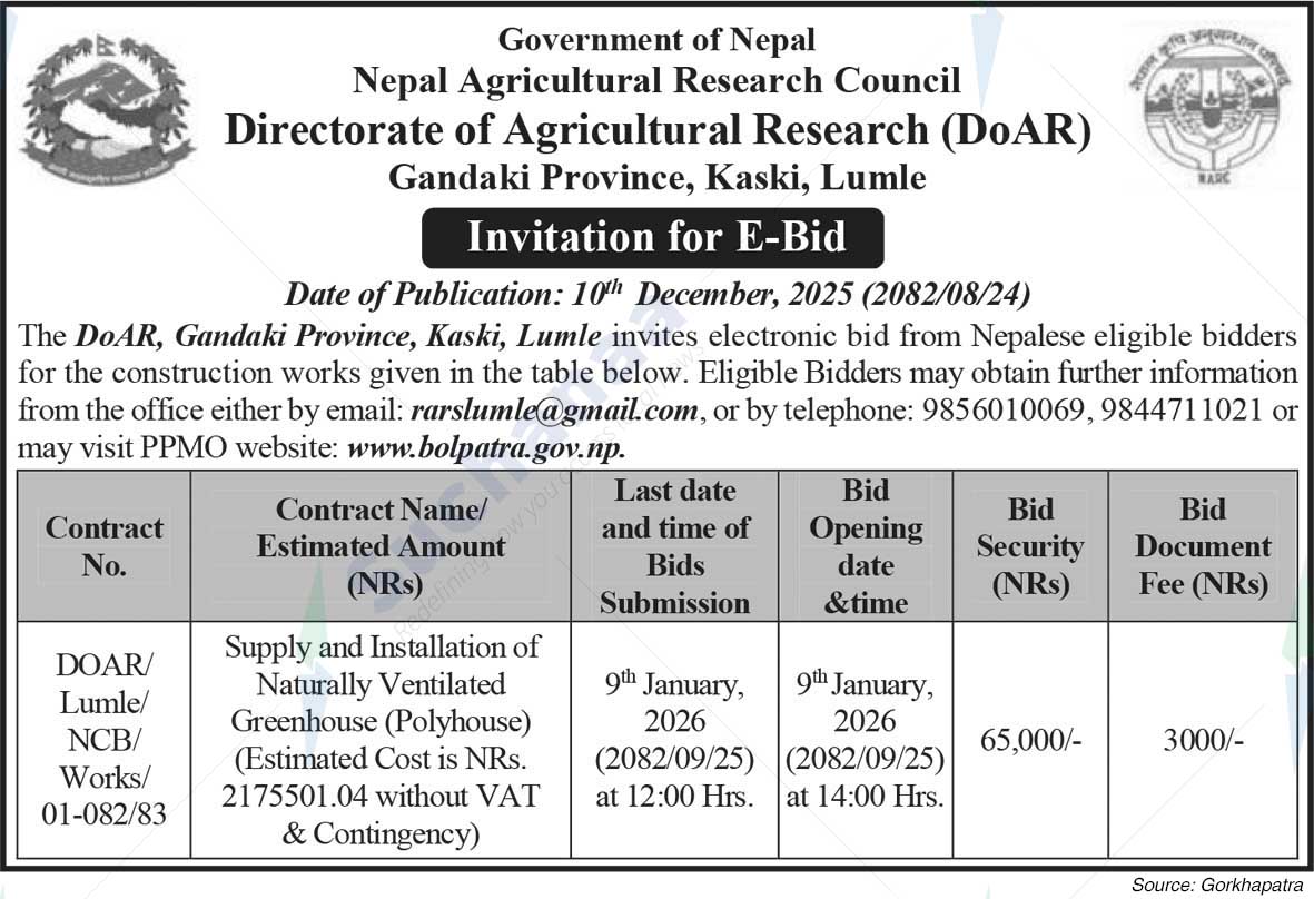 Directorate of Agricultural Research (DoAR), Lumle