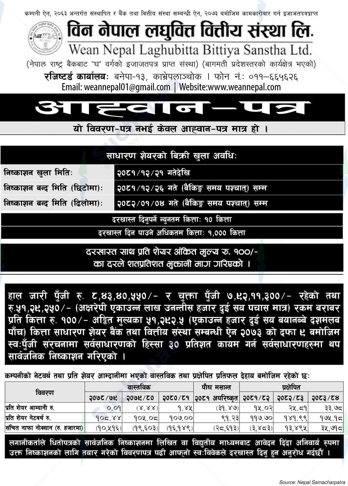 Wean Nepal Laghubitta Bittiya Sanstha Ltd.